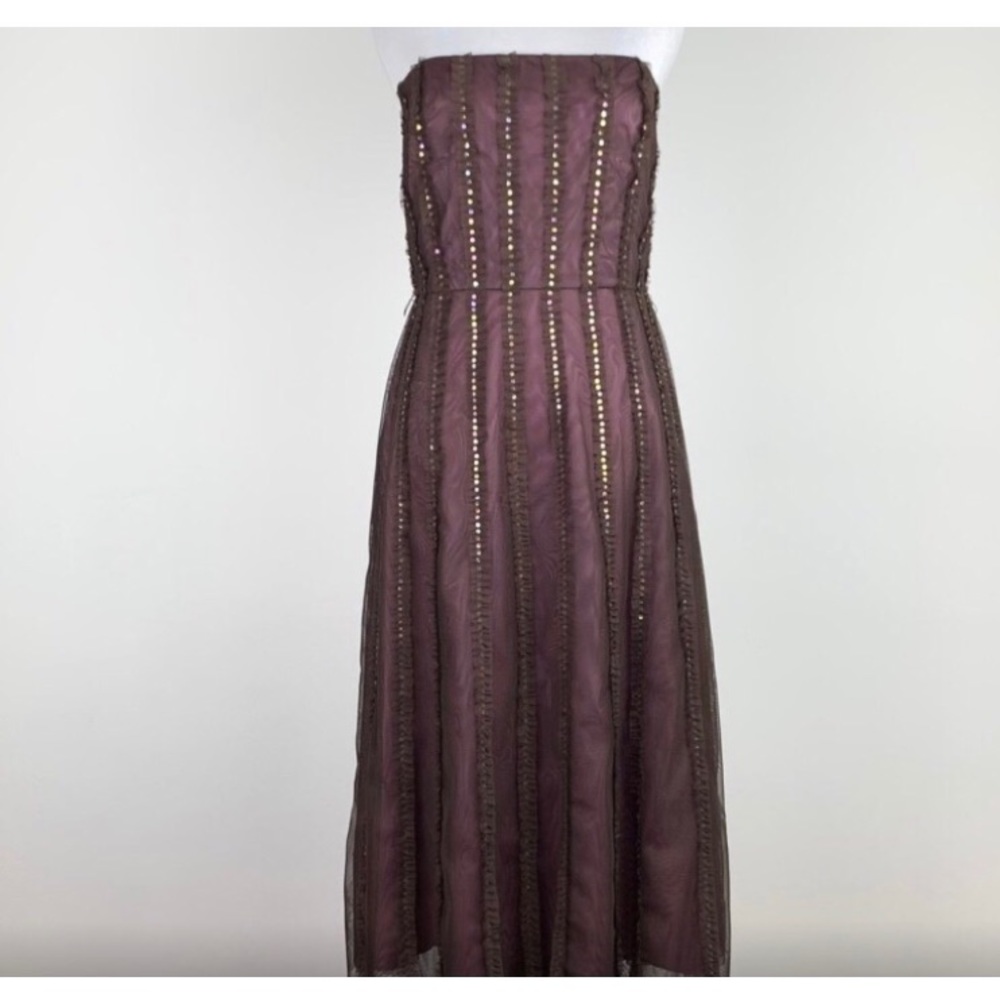 BCBG MAXAZRIA Sequence dress Plum purple/brown tulle